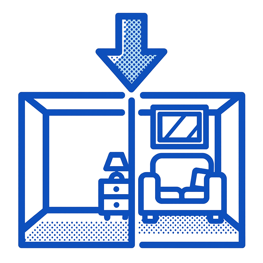 Before/after slider revealing the staged room