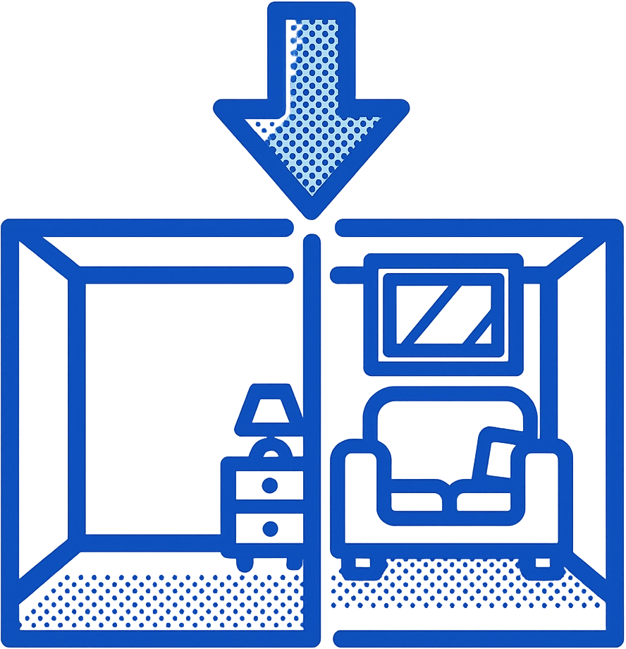 Before/after slider revealing the staged room