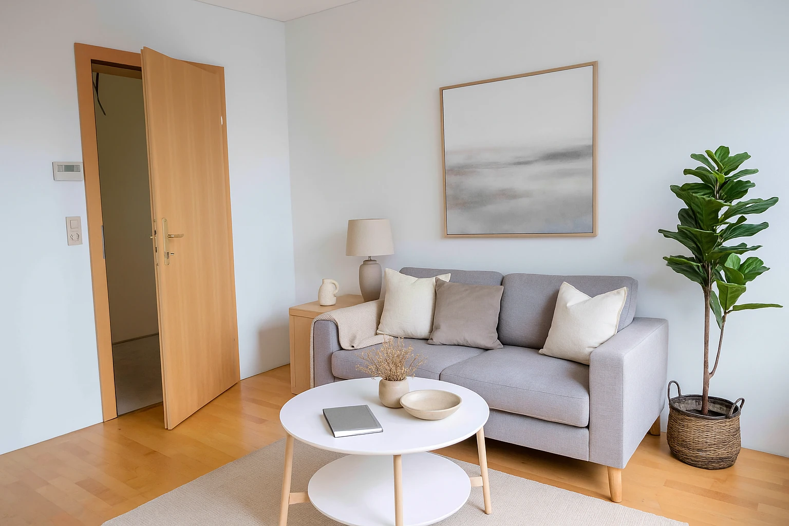 Apartment living area after