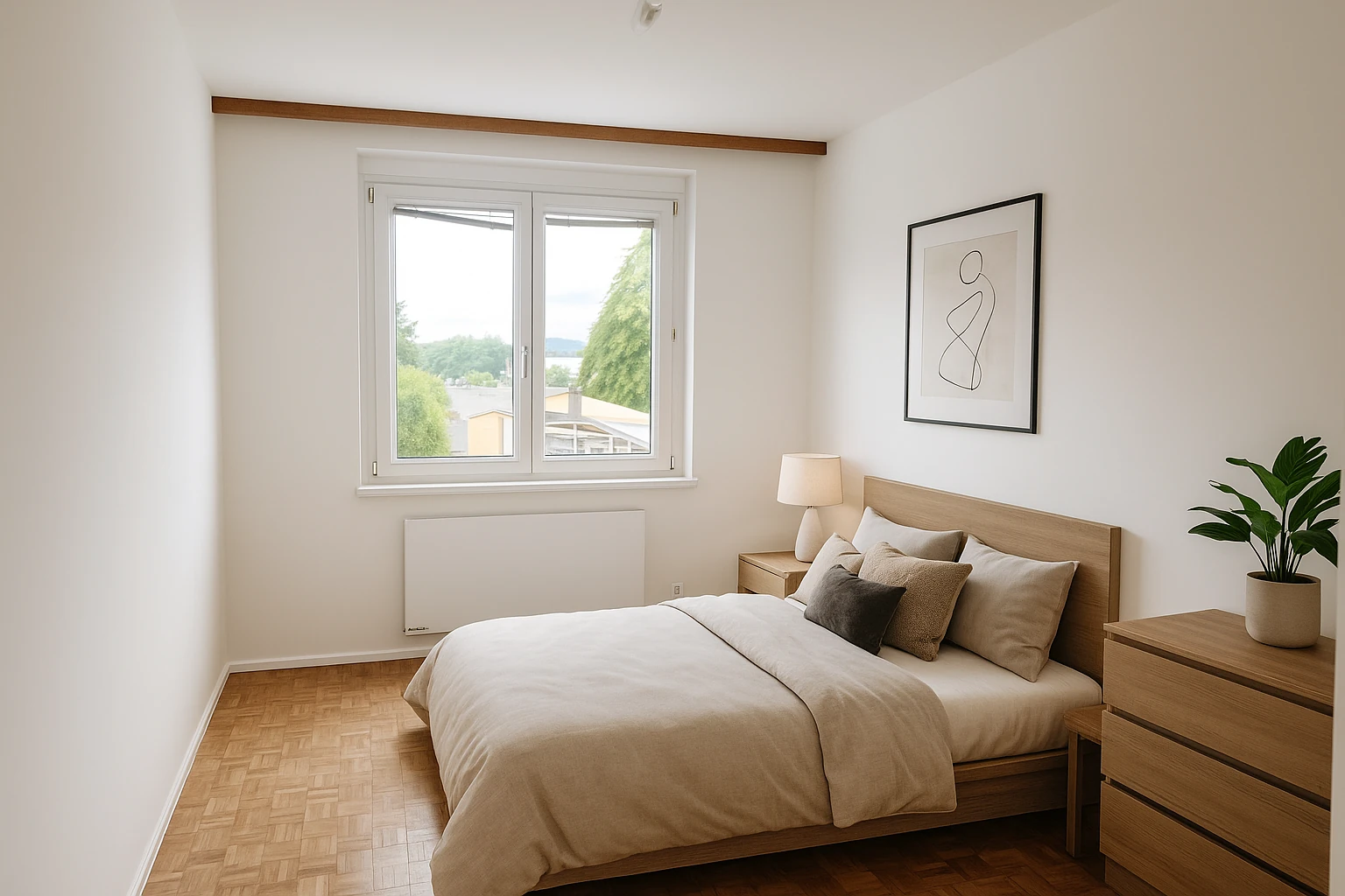 Digitally staged apartment living room